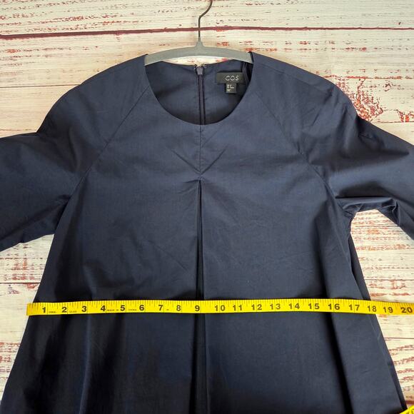 COS Navy Blue Architectural Silouette Dress 6 Zip Back Minimalist Basic Modern - Picture 13 of 16